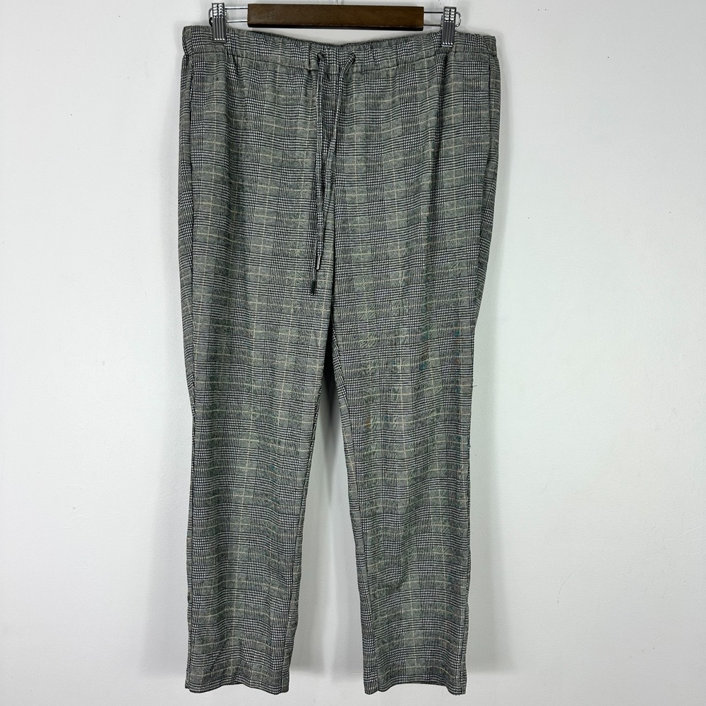 Rachel Zoe Pull On Plaid Pants Womens 10 Gray Tailored Preppy Office Elevated